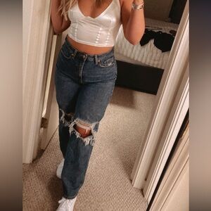 Wild Fable Blue Distressed Straight Leg Jeans